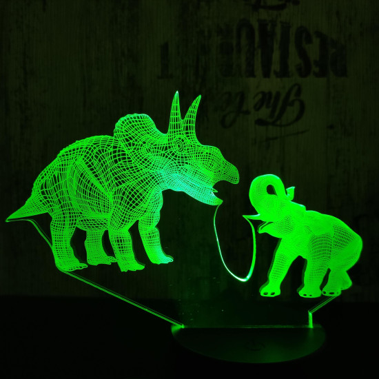 Triceratops és Elefánt 7 színű 3D led lámpa