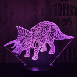 Triceratops 4 7 színű 3D led lámpa
