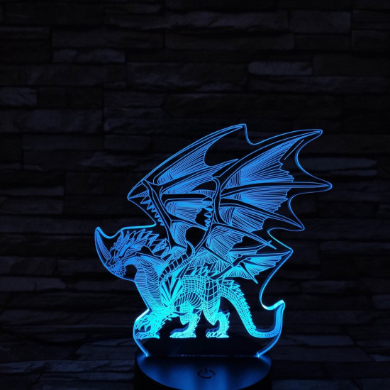 Sárkány 7 színű 3D led lámpa