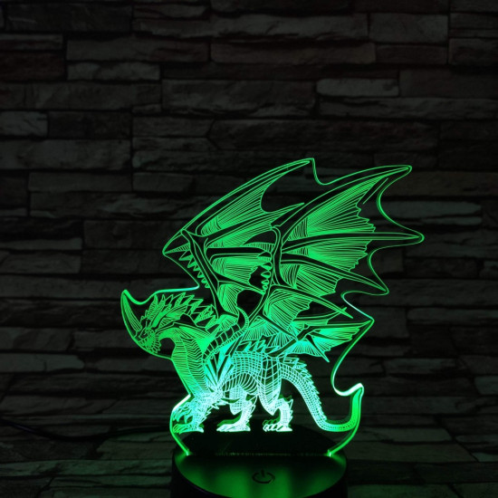 Sárkány 7 színű 3D led lámpa