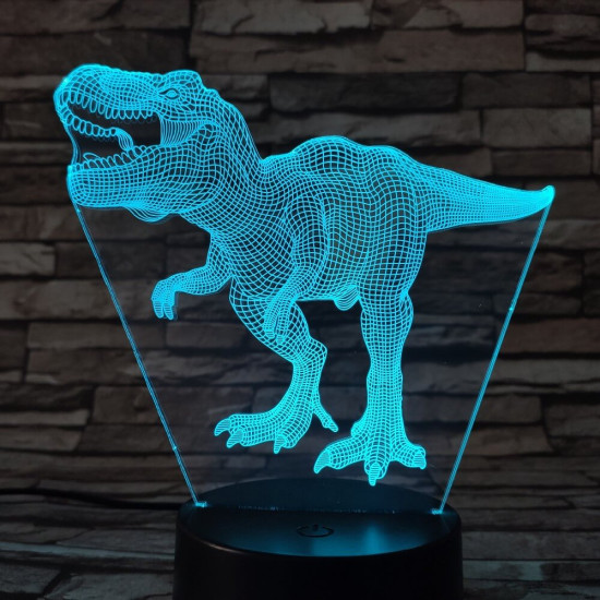 T-Rex 10 7 színű 3D led lámpa