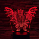 Háromfejű Sárkány 7 színű 3D led lámpa