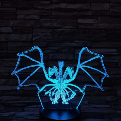 Háromfejű sárkány 7 színű 3D led lámpa