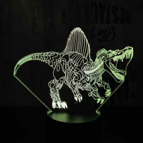 Spinosaurus mecha 7 színű 3D led lámpa