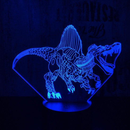 Spinosaurus mecha 7 színű 3D led lámpa