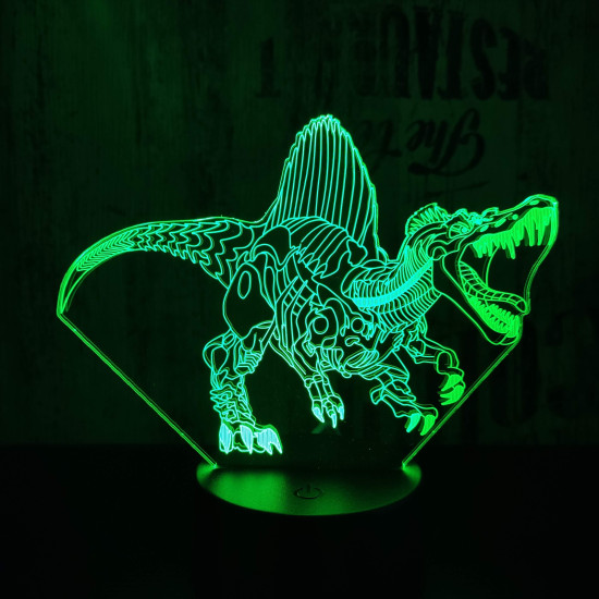 Spinosaurus mecha 7 színű 3D led lámpa