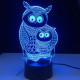 Két  Bagoly 7 szinű 3D led lámpa