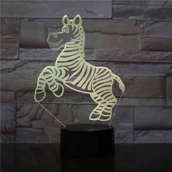 Zebra 7 színű 3D led lámpa