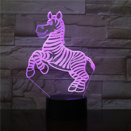 Zebra 7 színű 3D led lámpa
