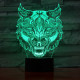 Farkas Fej 7 színű 3D led lámpa