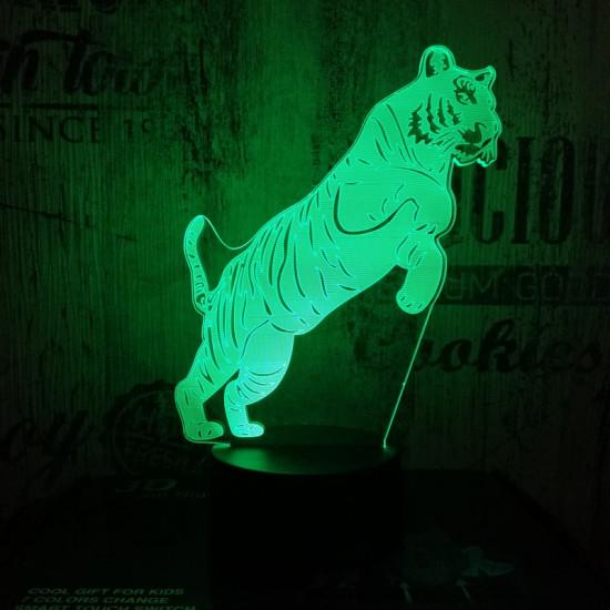 Ugró Tigris 7 színű 3D led lámpa