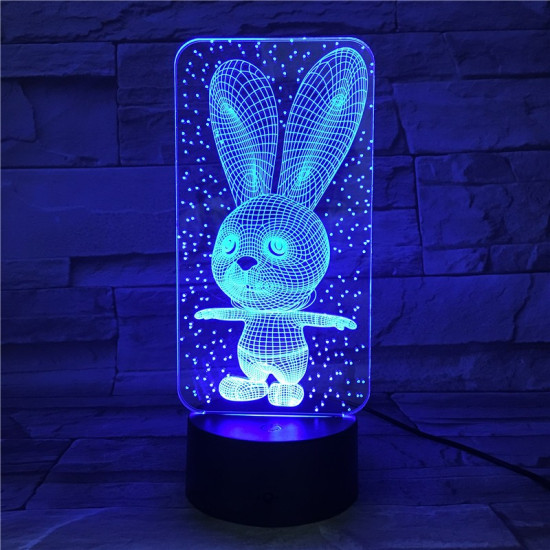 Nyuszi 3  7 színű  3D led lámpa