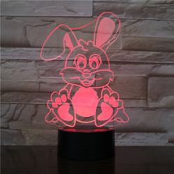 Nyuszi  7 színű 3D led lámpa