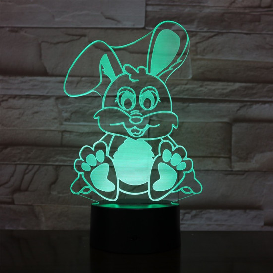 Nyuszi  7 színű 3D led lámpa