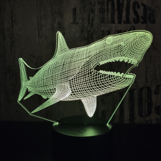 Cápa 2 7 színű 3D led lámpa