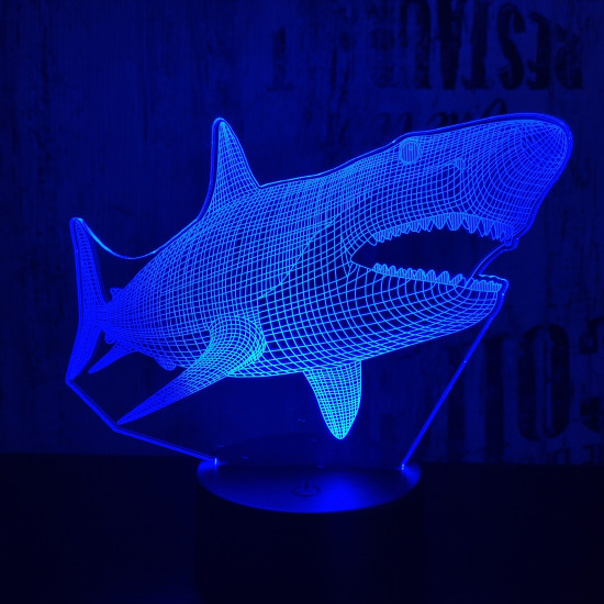 Cápa 2 7 színű 3D led lámpa