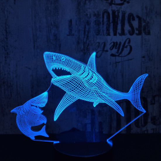 Cápák 7 színű 3D led lámpa