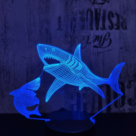 Cápák 7 színű 3D led lámpa