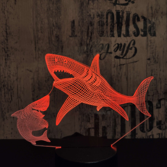Cápák 7 színű 3D led lámpa