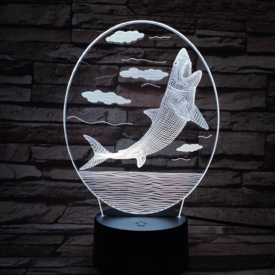 Cápa 7 színű 3D led lámpa