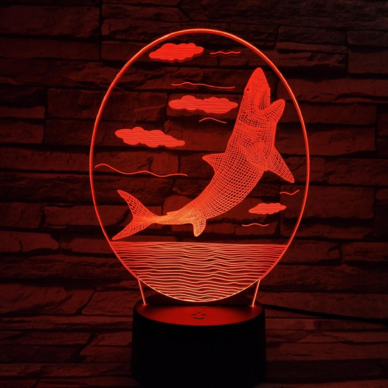Cápa 7 színű 3D led lámpa