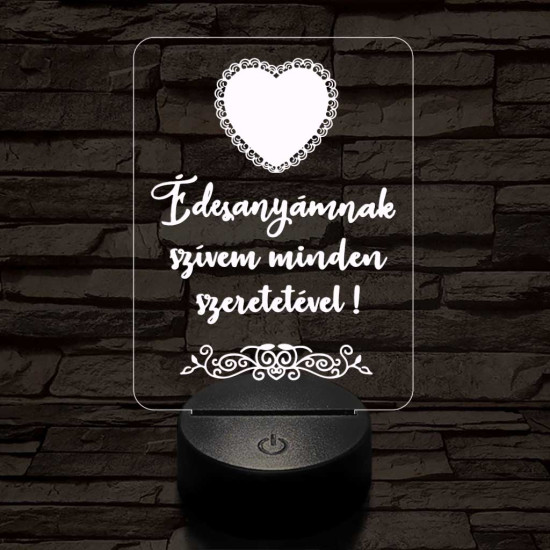 Édesanyámnak 7 színű 3D led lámpa