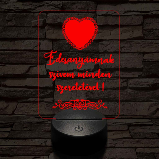 Édesanyámnak 7 színű 3D led lámpa