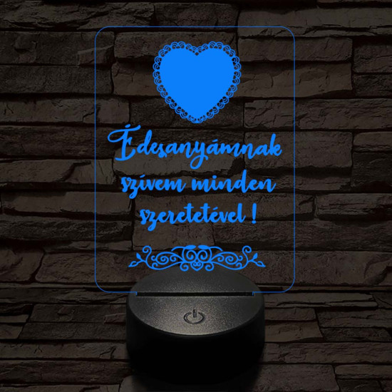 Édesanyámnak 7 színű 3D led lámpa