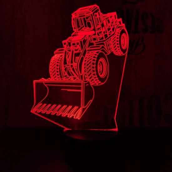 Buldózer 7 színű 3D led lámpa