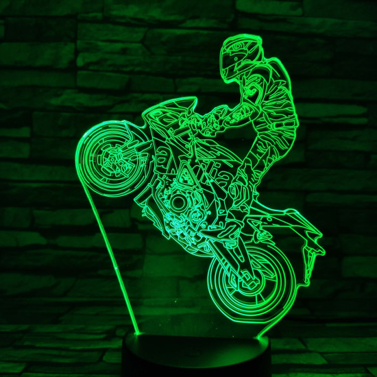 Egykerekező Motoros 7 szinű  3D led lámpa
