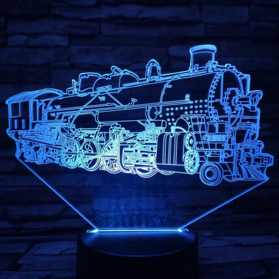 Mozdony 7 színű 3D led lámpa