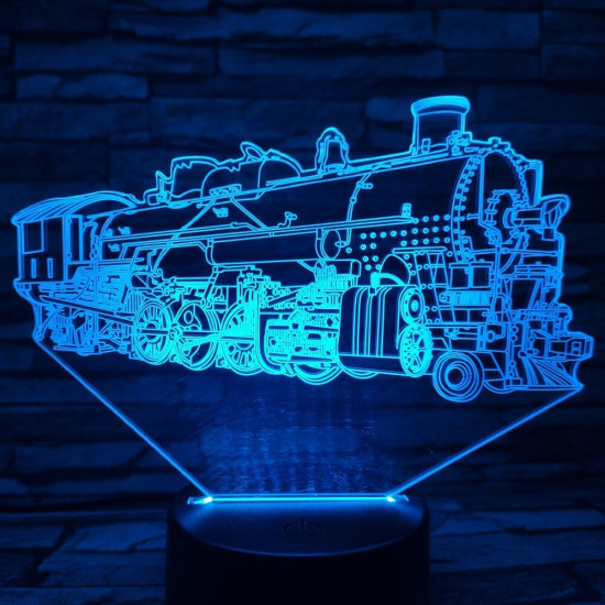 Mozdony 7 színű 3D led lámpa