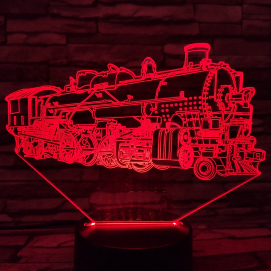 Mozdony 7 színű 3D led lámpa