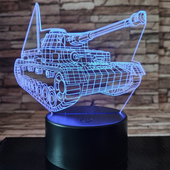 Tank lánctalpas 7 színű 3D led lámpa