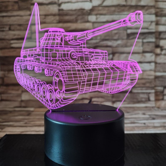 Tank lánctalpas 7 színű 3D led lámpa