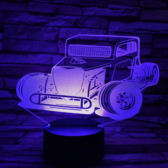 Hot Rod Autó 7 színű 3D led lámpa