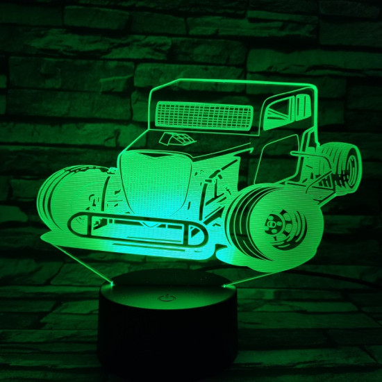 Hot Rod Autó 7 színű 3D led lámpa