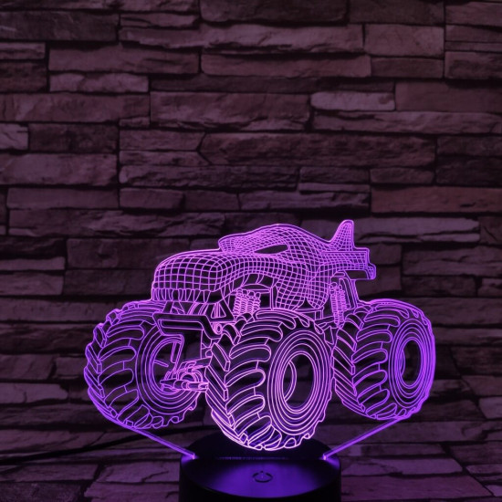 Monster Truck  7 színű  3D led lámpa