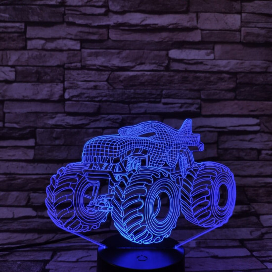 Monster Truck  7 színű  3D led lámpa