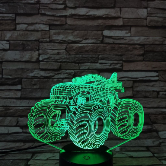 Monster Truck  7 színű  3D led lámpa