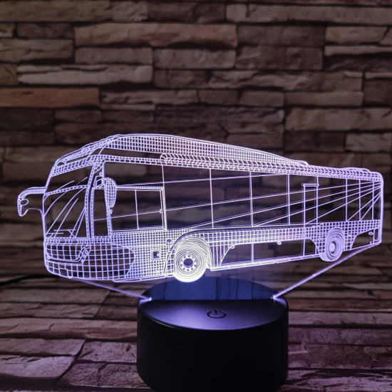 Autóbusz 7 színű 3D led lámpa