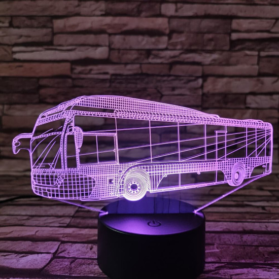 Autóbusz 7 színű 3D led lámpa