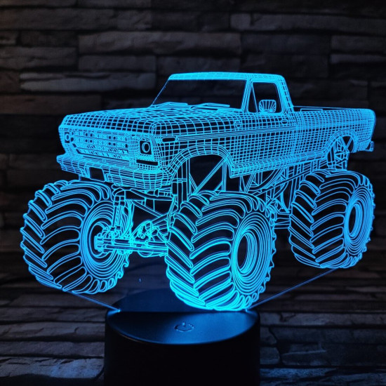 Monster Truck  3 7 színű  3D led lámpa