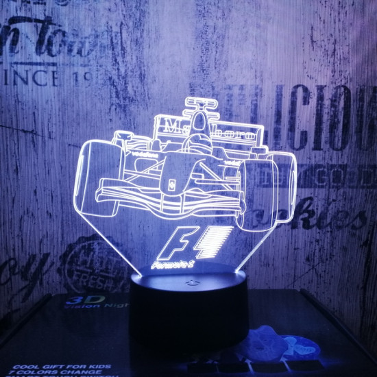 Forma 1 autó 7 színű 3D led lámpa