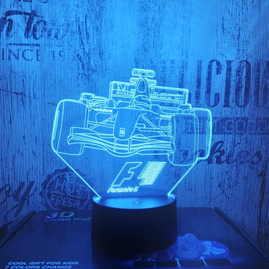 Forma 1 autó 7 színű 3D led lámpa