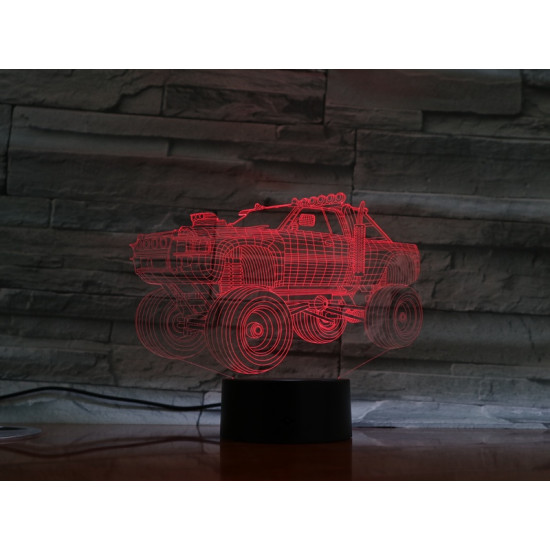 Monster Truck  7 színű  3D led lámpa