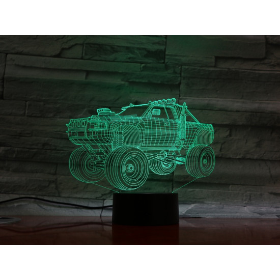 Monster Truck  7 színű  3D led lámpa