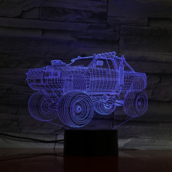 Monster Truck  7 színű  3D led lámpa