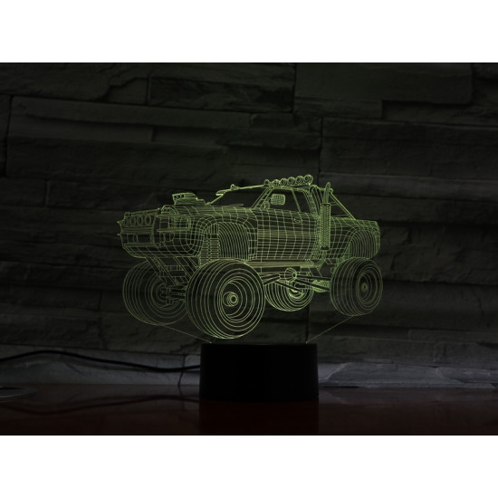 Monster Truck  7 színű  3D led lámpa