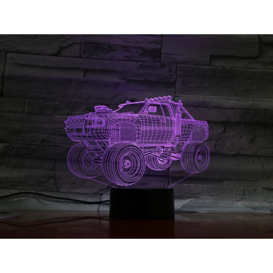 Monster Truck  7 színű  3D led lámpa